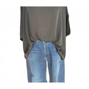 NEW KLD. SIGNATURE women's satin caftan blouse in black